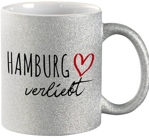 huuraa Kaffeebecher Hamburg verliebt Geschenk Becher Silber 330ml Hamburg Geschenkidee