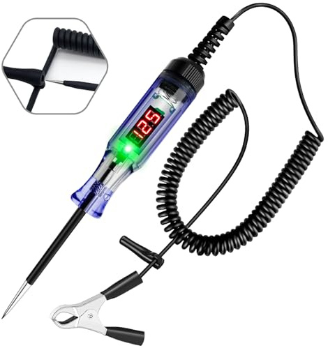 ATOBLIN Digitaler Spannungsprüfer, 3-120V DC LED Stromkreistester mit Spannungsanzeige, Bidirektionaler Autotester, Prüfstift für Autobatterie, Polarität, Sicherungen