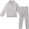 LACOFIA Pigiami in Pile Due Pezzi da Donna Pigiama Set Invernale con Cappuccio Abbigliamento Caldo da Notte a Maniche Lunghe Adulto Pigiama di Coppia Grigio Chiaro 2XL