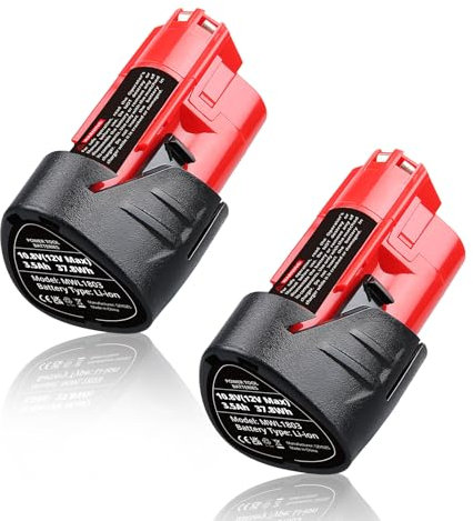 2-Pack 12V 3.5Ah Li-Ion Replacement Battery replacement for Milwaukee 48-11-2401 M12B 48-11-2411 48-11-2420 48-11-2401 48-11-2402 12 V M-12 Cordless Tool Battery Pack