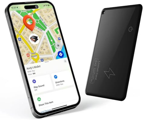 Dünne Geldbörsen-Tracker-Karte, Air Tag wiederaufladbarer Geldbörsenfinder, IP68 wasserdicht, funktioniert mit Apple Find My (nur iOS), Gegenstandsortierer für Gepäckanhänger, Telefon, Reisepässe (1)