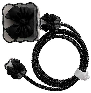 Data Cable Protective Sleeves,Cartoon Data Line Data Cable Sleeve,Chargers Spiral Cable Protector Covers (Black)