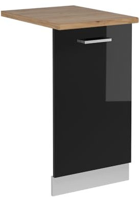 Vicco Pannello frontale della lavastoviglie R-Line, Nero lucido, 45 cm, PL Rovere