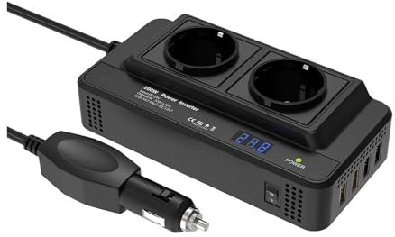 Onduleur 24 V vers 220 V Double Prise Secteur UE Ports USB Et QC 3.0 Charge Rapide Prise Allume-Cigare 200 W Convertisseur Tension Convertisseur