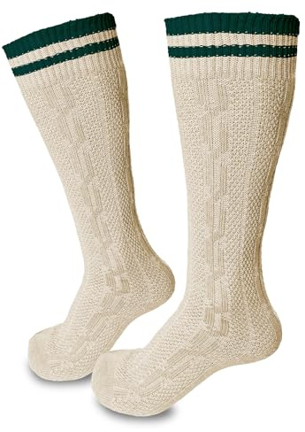 Steigenhöfer Manufaktur Trachtensocken Herren und Damen Lang – Klassische Kniebundstrümpfe im Zopfmuster – Oktoberfest Strümpfe aus Baumwolle für Männer & Frauen