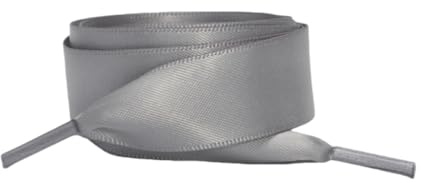 WANYI 2 Paar Satin Schnürsenkel Sneaker 1CM Breite Seiden Schnürsenkel Flach Schuhbänder Satinband Universal Schuhband Ersatz für Sportschuhe Laufschuhe Segeltuch Schuhe(Grau-160cm)
