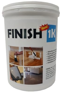 PROCHIMA - FINISH 1K Lucido, Trasparente, Formato da 1 Kg, Finitura Acrilica all’Acqua VOC Zero, Effetto Brillante per Pavimenti in Resina, Ideale per Interni ed Esterni ad Alta Frequenza