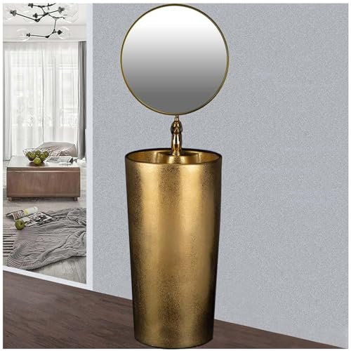 SdaryWare Lavabo sur Pied autoportant pour Salle de Bain d'hôtel, lavabo Artistique, lavabo de Salle de Bain doré, lavabo de Salle de Bain sur Pied, lavabo en c,with Mirror