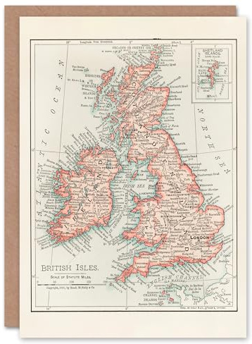 Artery8 Rand Mcnally and Co Art Card Vintage 1900 British Isles Map