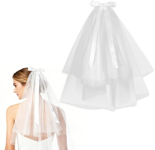 Zelphvt Hochzeit Brautschleier mit Kamm Brautschleier Weiß Schleier Kurz Bridal Tüll Elegante Tüll Brautschleiers für Junggesellinnenabschied Traumhochzeit Hochzeit Zubehör
