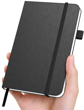 ONAVIA A6 Hardcover Liniertes Taschen-Notizbuch, 80 Blatt, Schwarz | 160 Seiten, 10,5 × 14,8 cm, Hardcover, Liniert, Notizbuch für Arbeit, Reisen und tägliche Notizen