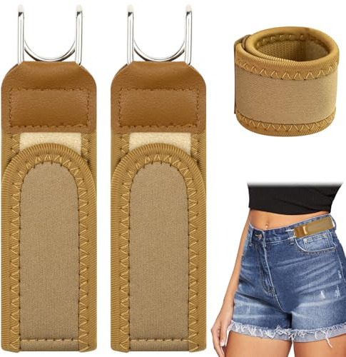 Puasok 2 Stück Unsichtbarer Elastischer Gürtel Mit Metallhaken Set | Klettverschluss Ohne Schnalle, Verstellbarer Elastischer Unsichtbarer Taillengürtel, für Männer und Frauen Freizeit, Beruf