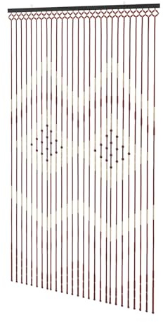 PBTERDTF 90x175cm Perlenvorhang Türvorhang 27 Stränge Hanging Wooden Beaded Türvorhang Bambus Vorhang Boho für Türen als Dekoration Raumteiler Wohnzimmers Balkons Dekoration (Kaffee-Weiß)