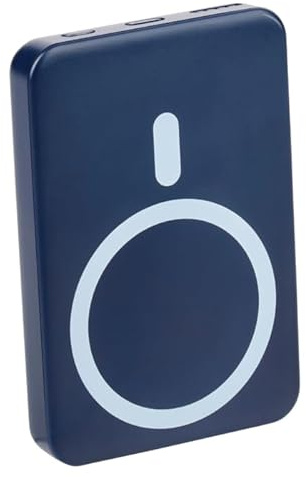 Grundig Power Bank 5000mAh - Power Bank iPhone Kompatibel mit MagSafe - Ladegerät mit 5W Wireless und USB-C - Powerbank mit LED Anzeige - Blau
