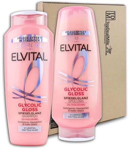TopDealMile - Vorratspack - für Loreal Elvital Glycolic Gloss Spiegelglanz Shampoo + Spülung 300 + 250 ml