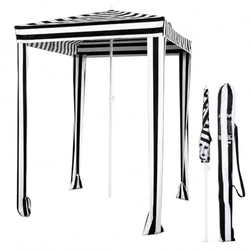 TIENDA EURASIA – Sombrilla Playa Grande con Toldo 2 en 1 Ø 145 cm | Protección UV50+ | Plegable | Revestimiento Plateado | Antiviento | Tejido Oxford | 4 Varillas | Tubo Ajustable 28/32 mm
