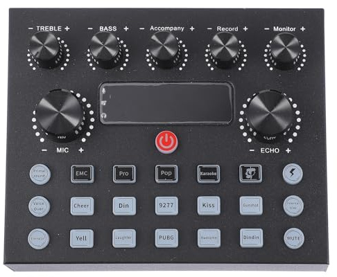 EXAOMBLE Scheda Audio Esterna Nero in Ferro, Mixer Audio per Computer e Cellulare, Adatta a Streaming e Trasmissioni Live, con Regolazione Riverbero Indipendente
