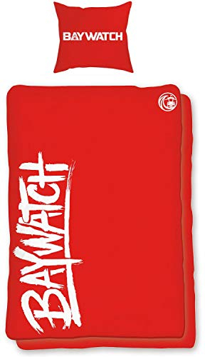 Baywatch Bettwäsche zum Baywatch Film I Größe 135x200 80x80 cm I Farbe Rot Rettungsschwimmer Malibu Hawaii Miami Beach