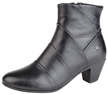 Cipriata GINERVA Ladies Leather Pleated Zip Up Ankle Boots Black UK 5