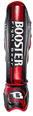 Booster Schienbeinschoner, V3, schwarz-rot, Shin Guards, Muay Thai Größe XL