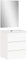 Baikal | Conjunto Completo de Mueble de Baño Suspendido a la Pared con Lavabo Cerámico y Espejo | Tres Cajones, Cierre Amortiguado, Melamina 16mm | Mueble MONTADO | Blanco Mate | 60cm