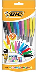 BIC Bolígrafo Cristal grande Multicolor, 10 unidades, recibirás 1 paquete, contenido del paquete: 10 bolsas