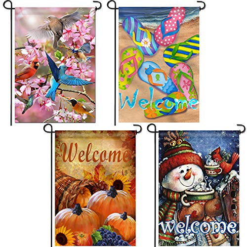 Anley Garden Flag Four Seasons-Serie - Frühling Sommer Herbst Winter Dekoratives Deluxe-Set Patio-Flaggen für die ganze Saison - wetterBeständig und doppelseitig und doppelt genäht - 18 x 12,5 Zoll