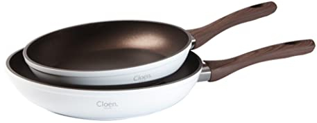 CLOEN 1002010214 Set di padelle Alex cCon Rivestimento Antiaderente Misure 24-28 Cm, Alluminio, Bianco