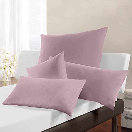 Erwin Müller Kissenbezug, Kissenhülle Interlock Mako-Jersey - Serie München - perfekte Passform, formstabil, bügelfrei, mit Reißverschluss - Mauve Größe 40x80 cm