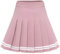 Dressystar Damen Dehnbar Faltenrock Schulmädchen Solide Skater Tennis Basic Mini Rock Rosa Weiß Streifen XL