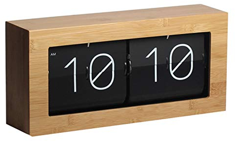 DYJD Natürliche Bambus-Flip-Uhr Moderne Mini-Zeit, Retro Auto Page Turning Clock Wand- und Tisch- und Wanddekor-Digitaluhren,Large Size