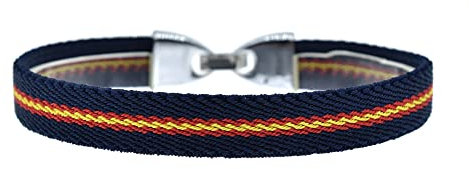 BDM Pulsera de la bandera de España para hombre de tela con el fondo en azul marino. Medida 18-20 cm.