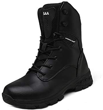 IYVW 5.AA Q3 Stivali da Caccia da Uomo Stivale Tattico da Combattimento Militare Alto Alto Allacciate Scarpe per Tutti i Terreni per Escursionismo nero 44 EU