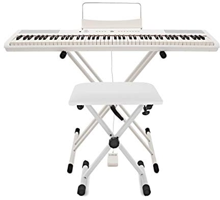 SDP-2 Digital Piano 88 gewichtete Tasten Weiß mit Ständer und Bank