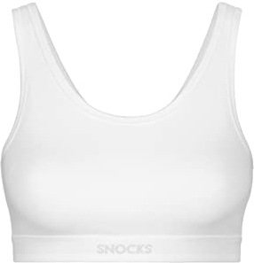 Snocks Soft Bra - Damen BH ohne Bügel, Perfekte Passform und hoher Komfort Dank Bio-Baumwolle, Bügel- und Nahtlos - Vielseitig und Bequem für Sport und Alltag - Weiß - S