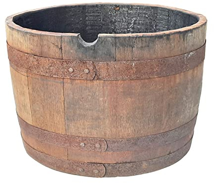 Vilo Halved Whisky Barrel Wine Barrel Oak Wooden Barrel Plants Flowers Pot Olive Tree Palm (Natural, No Accessories)