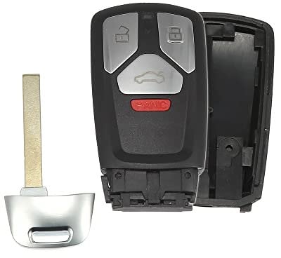 X AUTOHAUX 4 Button Replacement Smart Key Fob Case Keyless Entry Remote Key Shell Cover for Audi A4 A5 Q7 TT Quattro 2017-2019 with Blade No Chip