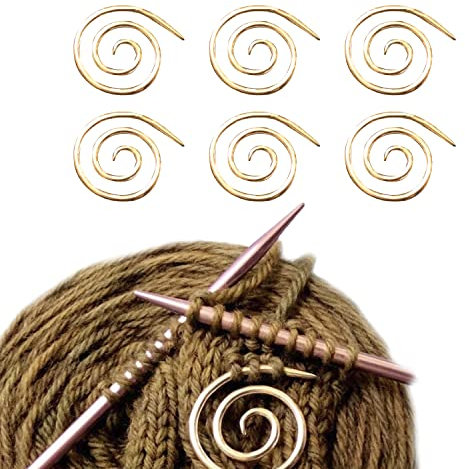 6 Pcs Round Spiral Cable Knitting Needle Home Tools Sewing Small Practical Shawl Sewing Needle (Gold)