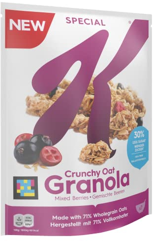 Kellogg's Special K Crunchy Oat Granola Mixed Berries (1 x 320 g) – ballaststoffreiches Knusper Müsli mit Cranberrys und Schwarzen Johannisbeeren – mit 30 % weniger Zucker**
