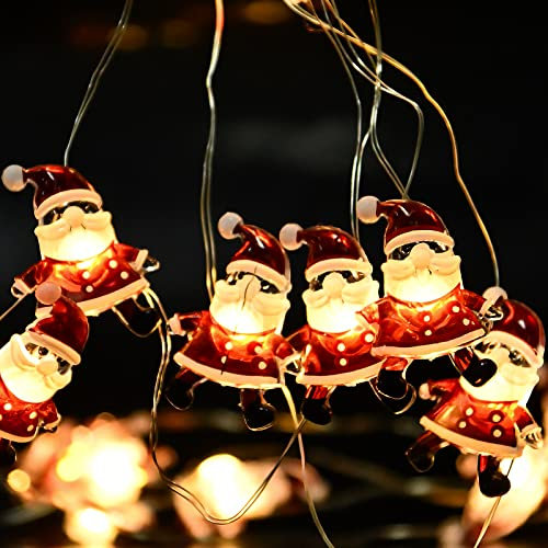 Christmas Decorations Indoor 20 LED Snowflake Fairy Lights Battery Operated String Lights Battery Powered Christmas Lights for Bedroom Patio Window Garden Xmas Tree Decor Indoor Outdoor (Santa)