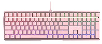 Cherry MX 3.0 S Wired Mechanical Gaming Keyboard. Aluminum Housing Built for Gamers w/MX Blue Switches. RGB Backlit Color Display Over 16m Colors. Pink