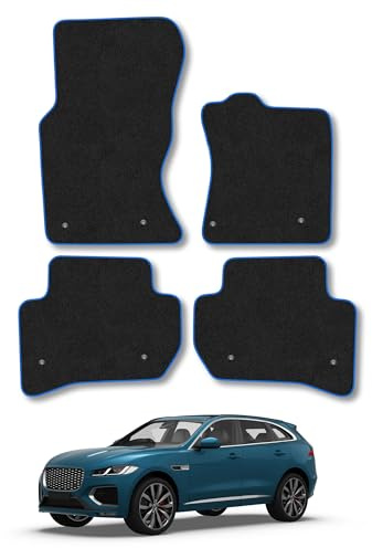 Jaguar F-Pace (2015-2020) Carpet Car Mats | Blue Edge Trim Tailored Fit Floor Mats Full Coverage Protection Accessories Easy Clean Anti Slip Made in the UK