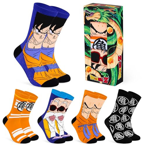 Dragonball Lustige Socken für Männer & Teenager 5er Pack - Gr. 40-46, Bunte Baumwollsocken mit Spaßmotiven
