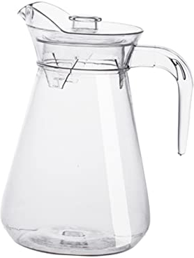 Pichet à Eau Acrylique Transparent Cruche de Boisson avec Couvercle Hermétique pour Jus et Boissons Froides pour Dîners