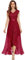 Dressystar Vokuhila Robe de soirée élégante avec encolure en V pour femme, Rouge foncé, S