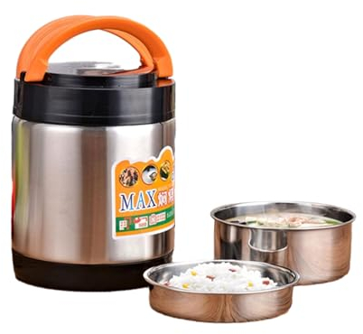 Topyond Insulated Food Flask 3-Layer, 1400ml Vacuum Stainless Steel Thermal Lunch Box with Concealed Handle, Leak-Proof Bento Container for Hot Meals Soup, Students Adults Office