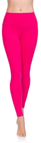 SOFTSAIL Leggings 95% Coton Leggings pour Femmes Taille Haute Longueur Totale Contrôle du Ventre Legging Pantalons Extensibles Temps Libre Relaxation Marche Rose 38