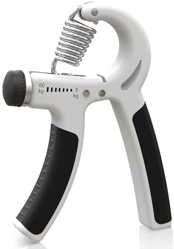 PORTENTUM 5-60 kg Grip Strengthener Exerciser – Adjustable Forearm Strengthener Strengthener with Stainless Steel Spring for Strong Wrists, Fingers, Forearm, Hands, WHITE