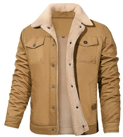 Vancavoo Veste Cargo en Polaire Hiver Chaud Blousons Homme Casual Aviateur Militaire de Coupe-Vent Épaissir Manteaux avec Poches,Kaki clair,XXL