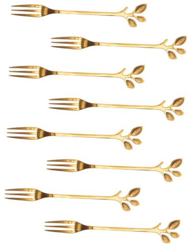 Zerodeko Fourchettes À Dessert Élégantes En Forme De Feuille Lot De 8 Pièces À Fruits En Acier Inoxydable Accessoire De Cuisine Élégant Pour Toutes Les Occasions